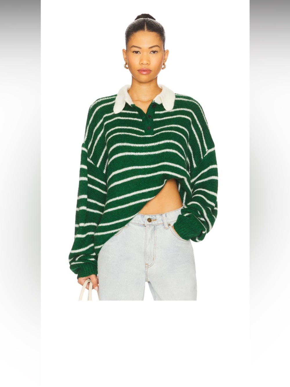 Lioness Rising Sun Jersey, green white sweater Revolve BestSeller NWT S-M